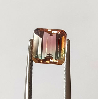 2.40 Carat 7X7X5.2 (WXLXD) Natural Square Octagon Cut Bi-colour tourmaline
