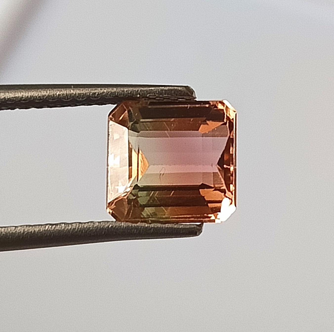 2.40 Carat 7X7X5.2 (WXLXD) Natural Square Octagon Cut Bi-colour tourmaline
