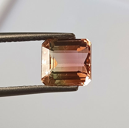 2.40 Carat 7X7X5.2 (WXLXD) Natural Square Octagon Cut Bi-colour tourmaline