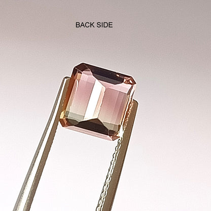 2.40 Carat 7X7X5.2 (WXLXD) Natural Square Octagon Cut Bi-colour tourmaline