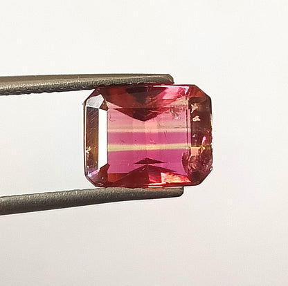 2.75 Carat 7.5X9.5X4.7 (WXLXD) Natural Emerald Cut Bi-colour tourmaline