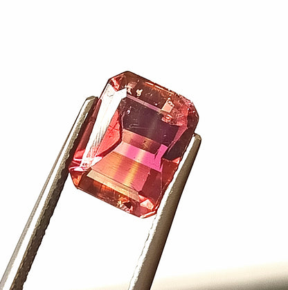 2.75 Carat 7.5X9.5X4.7 (WXLXD) Natural Emerald Cut Bi-colour tourmaline