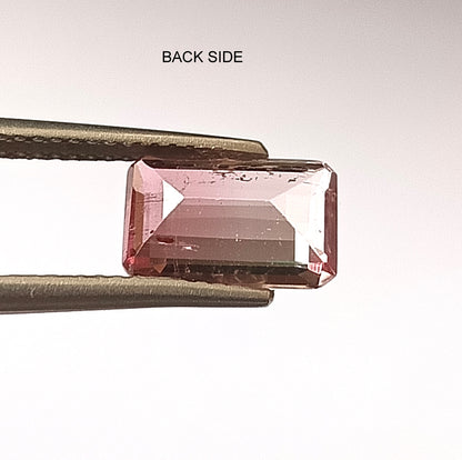 1.80 Carat 6.2X9.5X3.6 (WXLXD) Natural Emerald Cut Bi-colour tourmaline