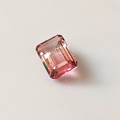 1.80 Carat 6.2X9.5X3.6 (WXLXD) Natural Emerald Cut Bi-colour tourmaline
