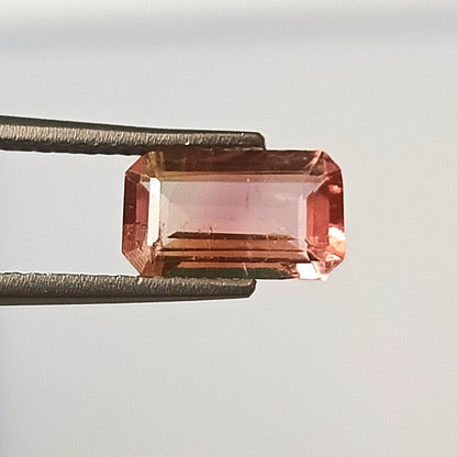 1.45 Carat 5.6X9.4X3.5 (WXLXD) Natural Emerald Cut Bi-colour tourmaline