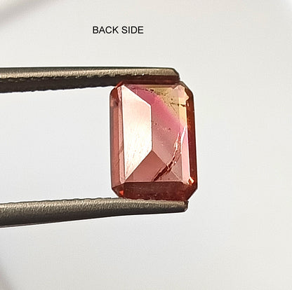 1.75 Carat 6X9X3.8 (WXLXD) Natural Emerald Cut Bi-colour tourmaline