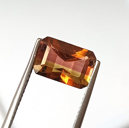 3.0 Carat 7X10X5.7 (WXLXD) Natural Emerald Cut Bi-colour tourmaline
