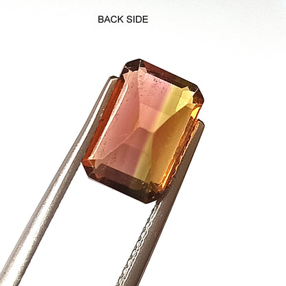 3.0 Carat 7X10X5.7 (WXLXD) Natural Emerald Cut Bi-colour tourmaline