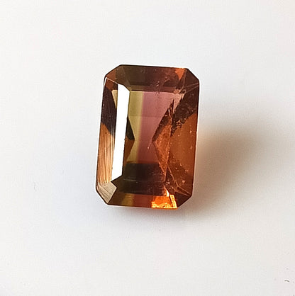 3.0 Carat 7X10X5.7 (WXLXD) Natural Emerald Cut Bi-colour tourmaline