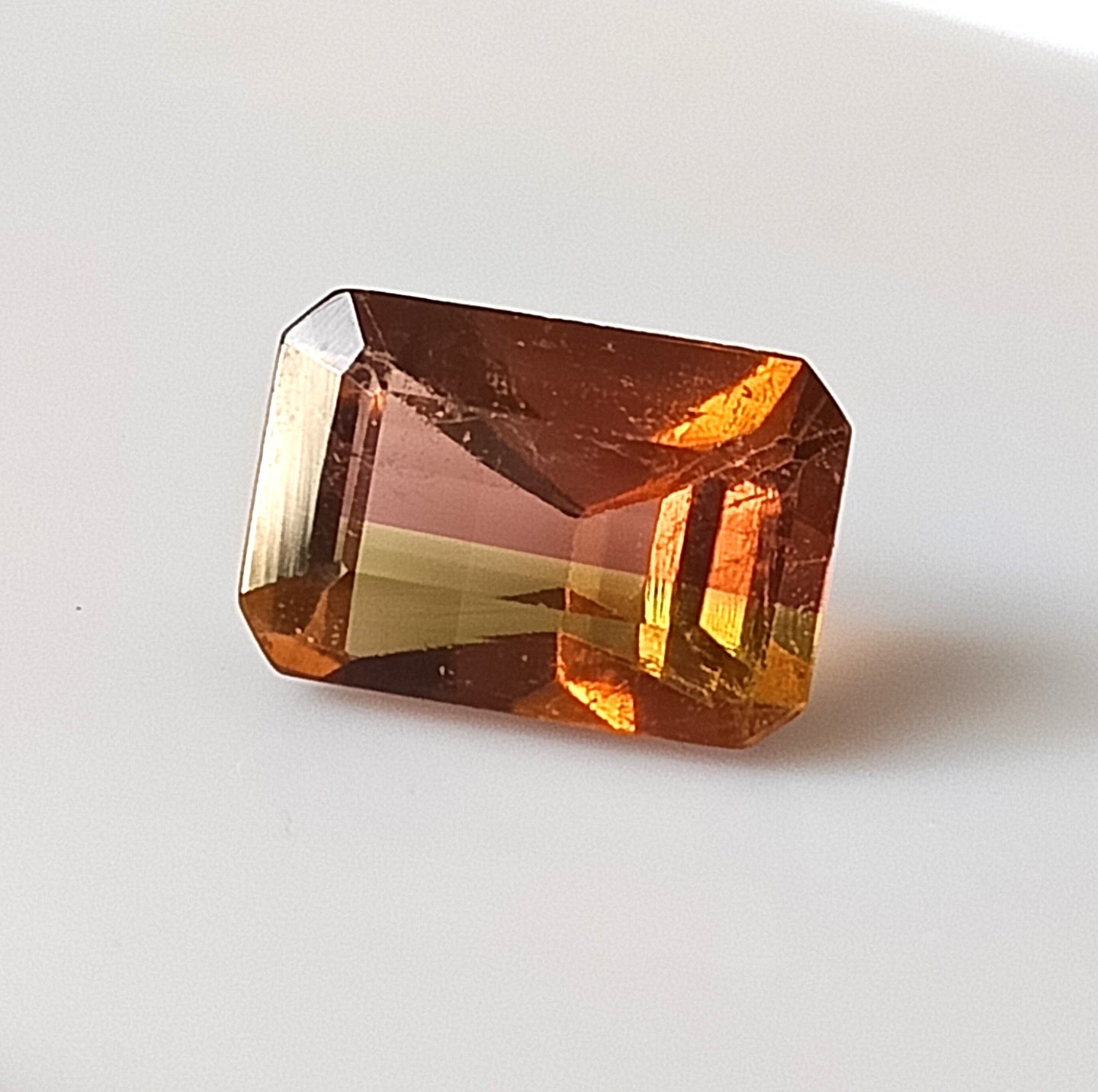 3.0 Carat 7X10X5.7 (WXLXD) Natural Emerald Cut Bi-colour tourmaline