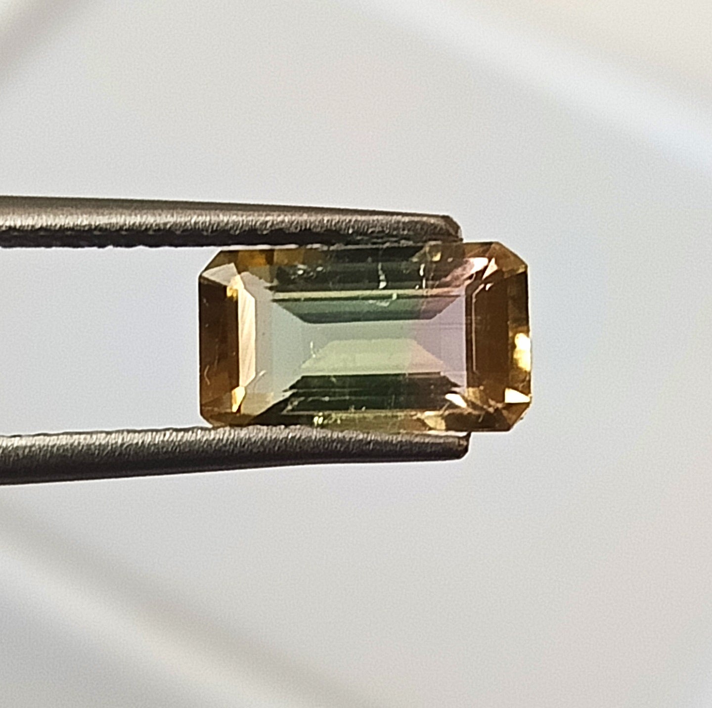 1.85 Carat 5.5X9.7X4.2 (WXLXD) Natural Emerald Cut Bi-colour tourmaline