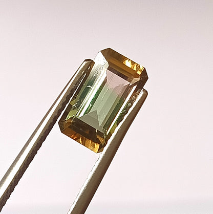 1.85 Carat 5.5X9.7X4.2 (WXLXD) Natural Emerald Cut Bi-colour tourmaline