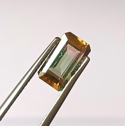 1.85 Carat 5.5X9.7X4.2 (WXLXD) Natural Emerald Cut Bi-colour tourmaline