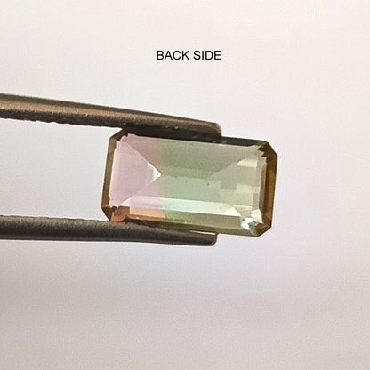 1.85 Carat 5.5X9.7X4.2 (WXLXD) Natural Emerald Cut Bi-colour tourmaline
