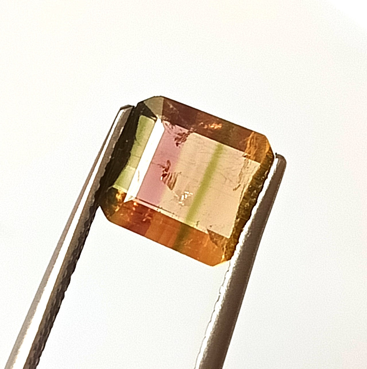 1.80 Carat 7.5X8X3.7 (WXLXD) Natural Square Octagon Cut Bi-colour tourmaline