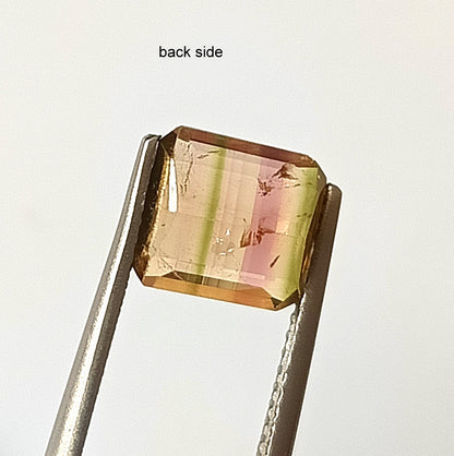 1.80 Carat 7.5X8X3.7 (WXLXD) Natural Square Octagon Cut Bi-colour tourmaline