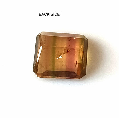1.80 Carat 7.5X8X3.7 (WXLXD) Natural Square Octagon Cut Bi-colour tourmaline