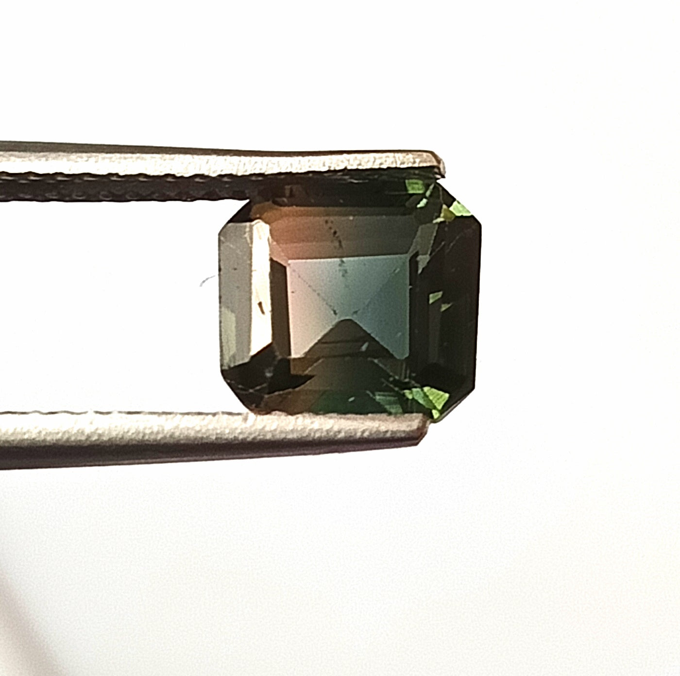 1.70 Carat 7X7.5X4.7 (WXLXD) Natural Square Octagon Cut Bi-colour tourmaline