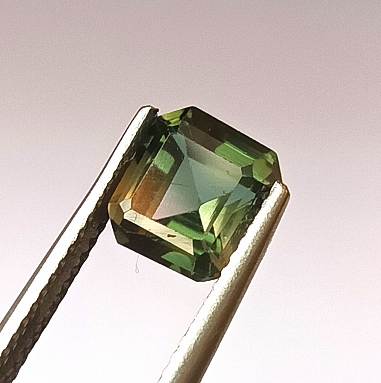 1.70 Carat 7X7.5X4.7 (WXLXD) Natural Square Octagon Cut Bi-colour tourmaline