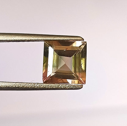 1.50 Carat 7X7X4.1 (WXLXD) Natural Square Cut Bi-colour tourmaline
