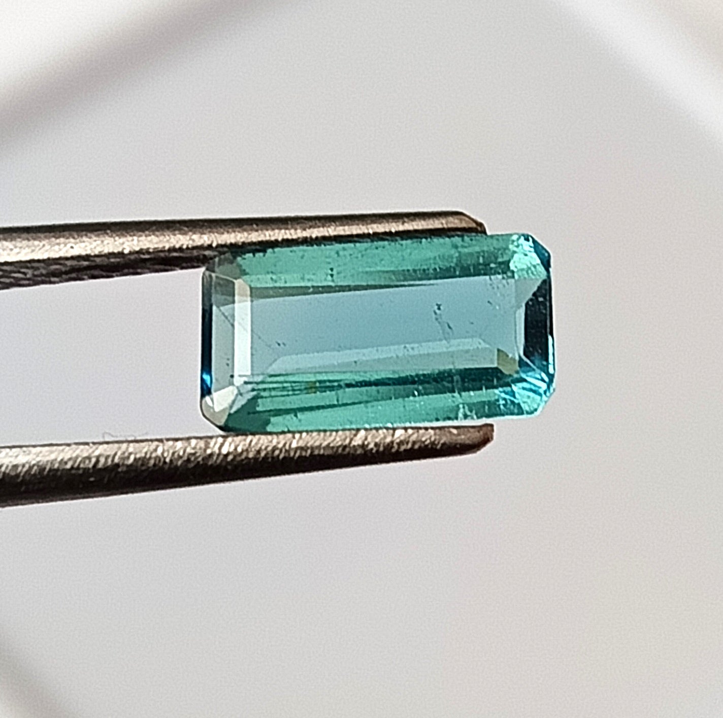 1.10 Carat 5X9.5X12.6 (WXLXD) Natural Emerald Cut Lagoon/Aqua tourmaline