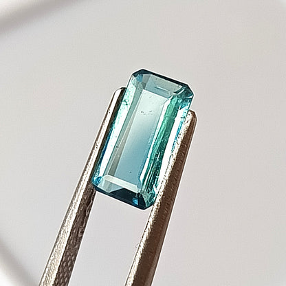 1.10 Carat 5X9.5X12.6 (WXLXD) Natural Emerald Cut Lagoon/Aqua tourmaline