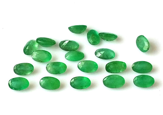 4.40 Carat 20 Pieces 3X5 MM Oval Cut Natural Faceted Zambian Emerald Lot