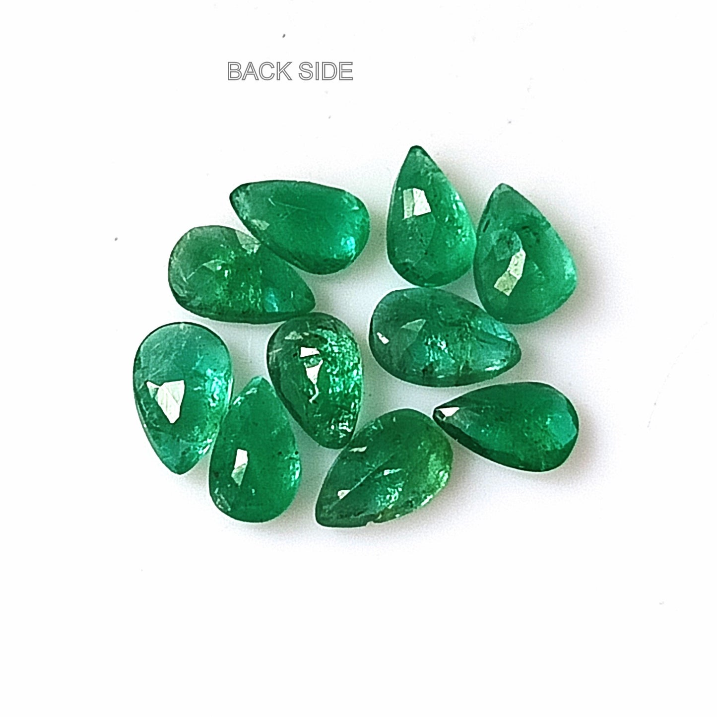 1.95 Carat 10 Pieces 3X5 MM Pear Cut Natural Faceted Zambian Emerald Lot