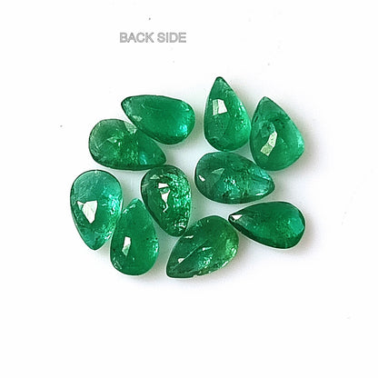 1.95 Carat 10 Pieces 3X5 MM Pear Cut Natural Faceted Zambian Emerald Lot