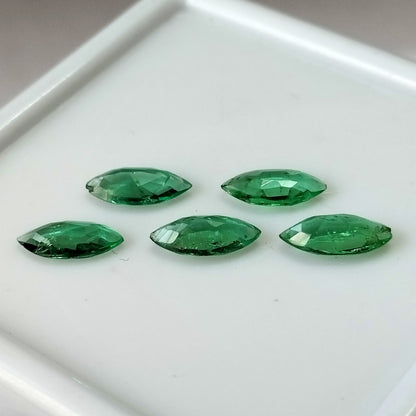 1.95 Carat 10 Pieces 3X5 MM Pear Cut Natural Faceted Zambian Emerald Lot