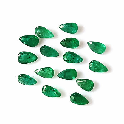 2.35 Carat 15 Pieces 3X5 MM Pear Cut Natural Faceted Zambian Emerald Lot