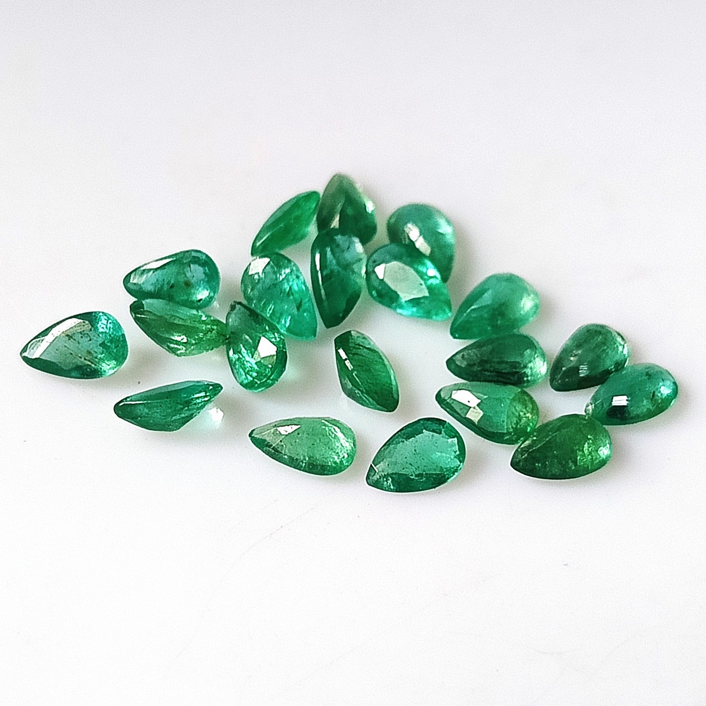 3.10 Carat 20 Pieces 3X5 MM Pear Cut Natural Faceted Zambian Emerald Lot