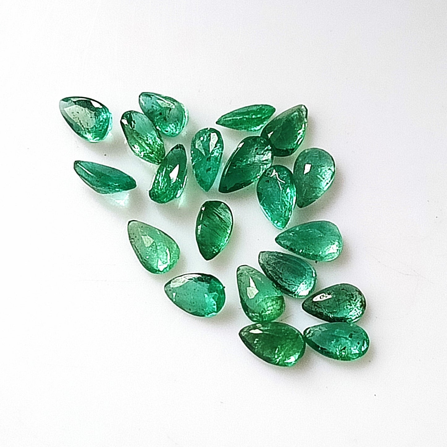 3.10 Carat 20 Pieces 3X5 MM Pear Cut Natural Faceted Zambian Emerald Lot