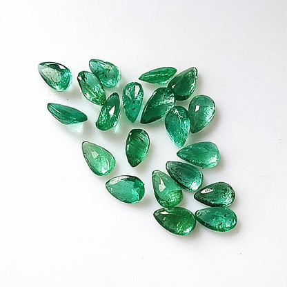 3.10 Carat 20 Pieces 3X5 MM Pear Cut Natural Faceted Zambian Emerald Lot