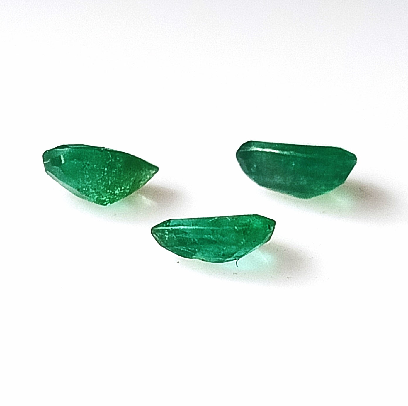 1.25 Carat 3 Pieces 6X4 MM Pear Cut Natural Faceted Zambian Emerald Lot