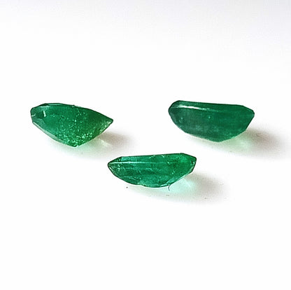 1.25 Carat 3 Pieces 6X4 MM Pear Cut Natural Faceted Zambian Emerald Lot