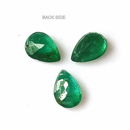 1.25 Carat 3 Pieces 6X4 MM Pear Cut Natural Faceted Zambian Emerald Lot