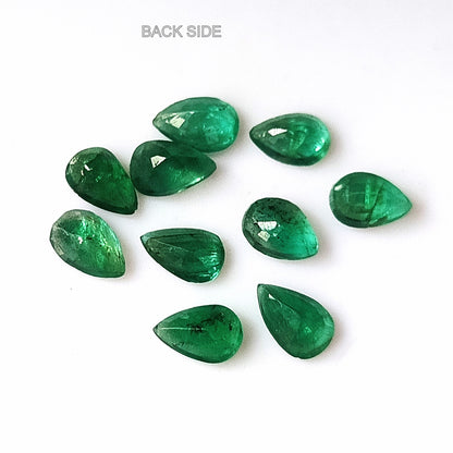 3.05 Carat 10 Pieces 6X4 MM Pear Cut Natural Faceted Zambian Emerald Lot