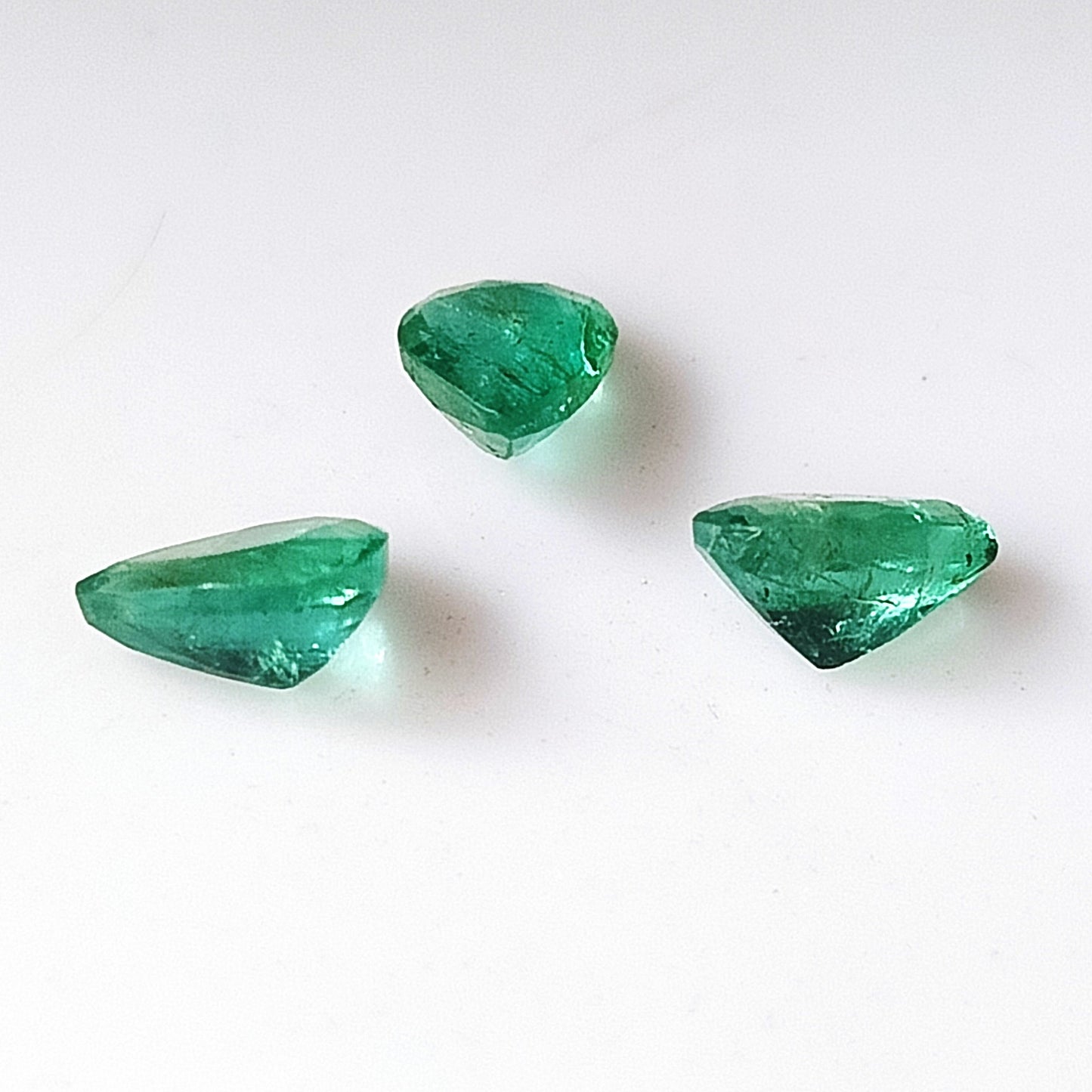 1.75 Carat 3 Pieces 7X5 MM Pear Cut Natural Faceted Zambian Emerald Lot