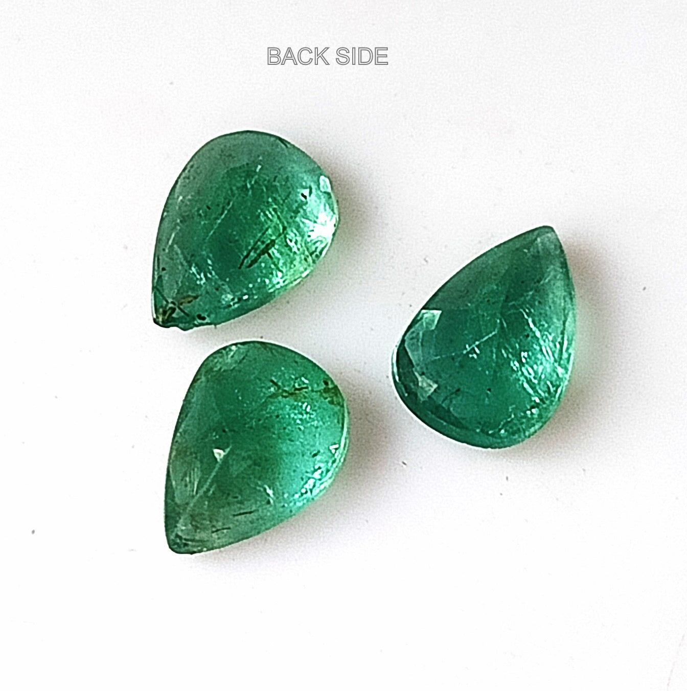 1.75 Carat 3 Pieces 7X5 MM Pear Cut Natural Faceted Zambian Emerald Lot
