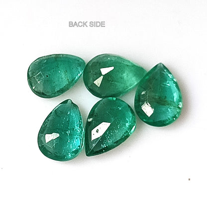 2.50 Carat 5 Pieces 7X5 MM Pear Cut Natural Faceted Zambian Emerald Lot