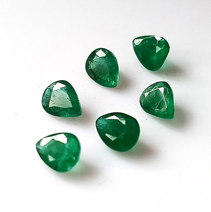 1.60 Carat 6 Pieces 5X4 MM Pear Cut Natural Faceted Zambian Emerald Lot