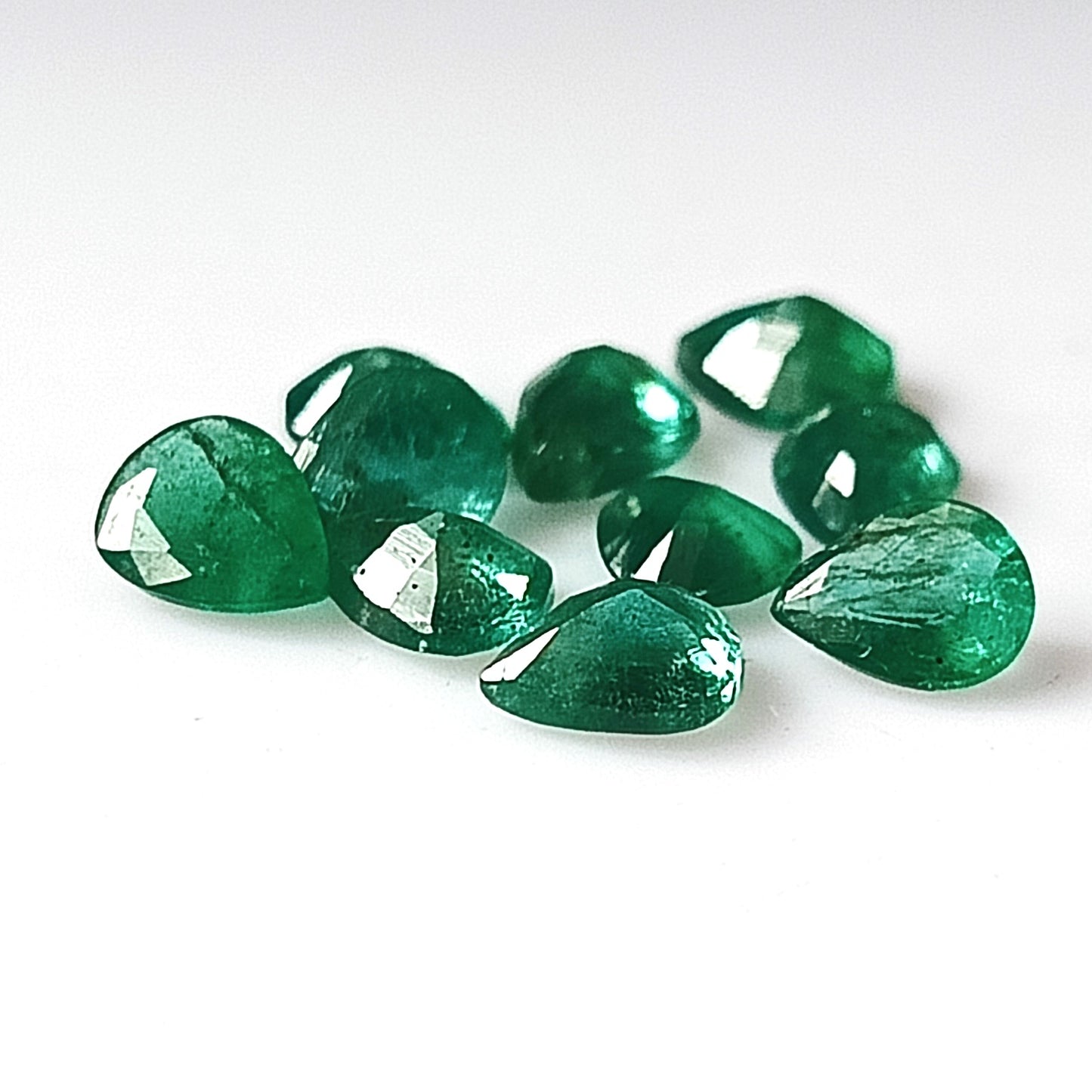 2.60 Carat 10 Pieces 5X6 MM Pear Cut Natural Zambian Emerald Lot