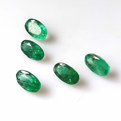 1.25 Carat 5 Pieces 3X5 MM Oval Cut Natural Faceted Zambian Emerald Lot