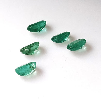 1.25 Carat 5 Pieces 3X5 MM Oval Cut Natural Faceted Zambian Emerald Lot
