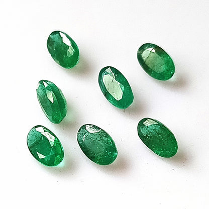 1.40 Carat 7 Pieces 3X5 MM Oval Cut Natural Faceted Zambian Emerald Lot