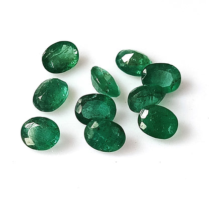 3.30 Carat 10 Pieces 4X5 MM Oval Cut Natural Faceted Zambian Emerald Lot