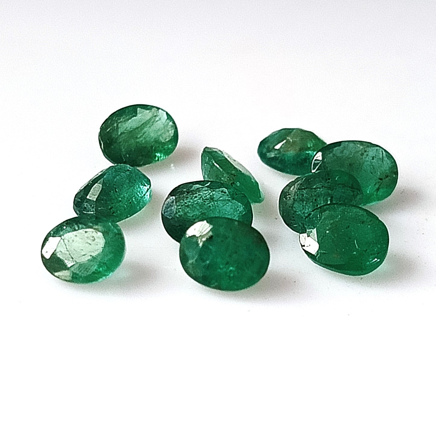 3.30 Carat 10 Pieces 4X5 MM Oval Cut Natural Faceted Zambian Emerald Lot