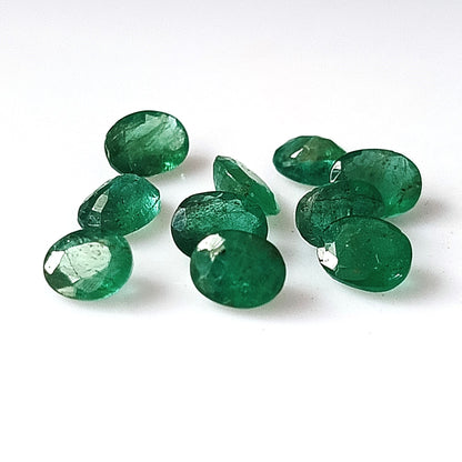 3.30 Carat 10 Pieces 4X5 MM Oval Cut Natural Faceted Zambian Emerald Lot