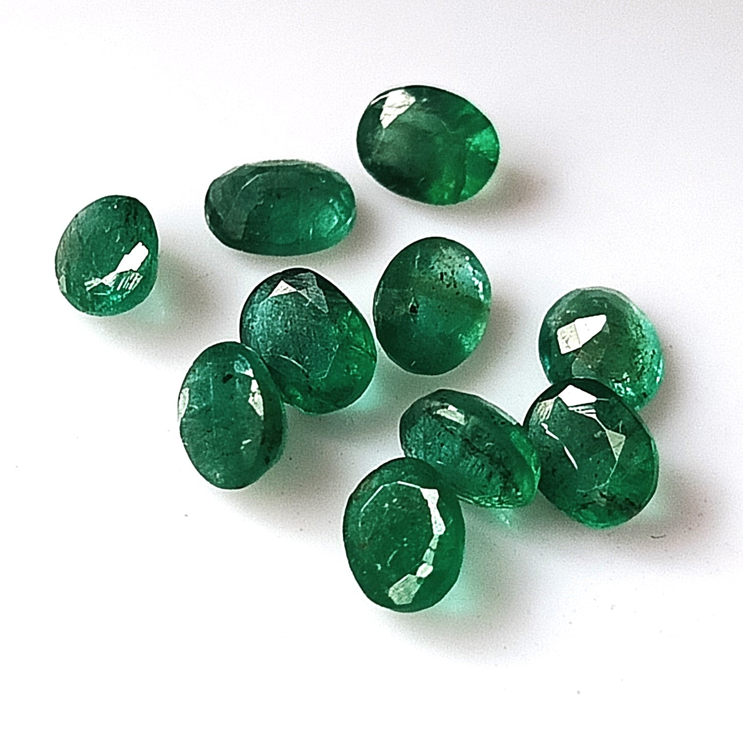 3.30 Carat 10 Pieces 4X5 MM Oval Cut Natural Faceted Zambian Emerald Lot